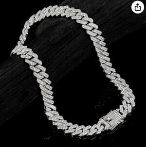 18" Iced Out Miami Cuban Link Chain 14mm CZ Silver Hip Hop Necklace New